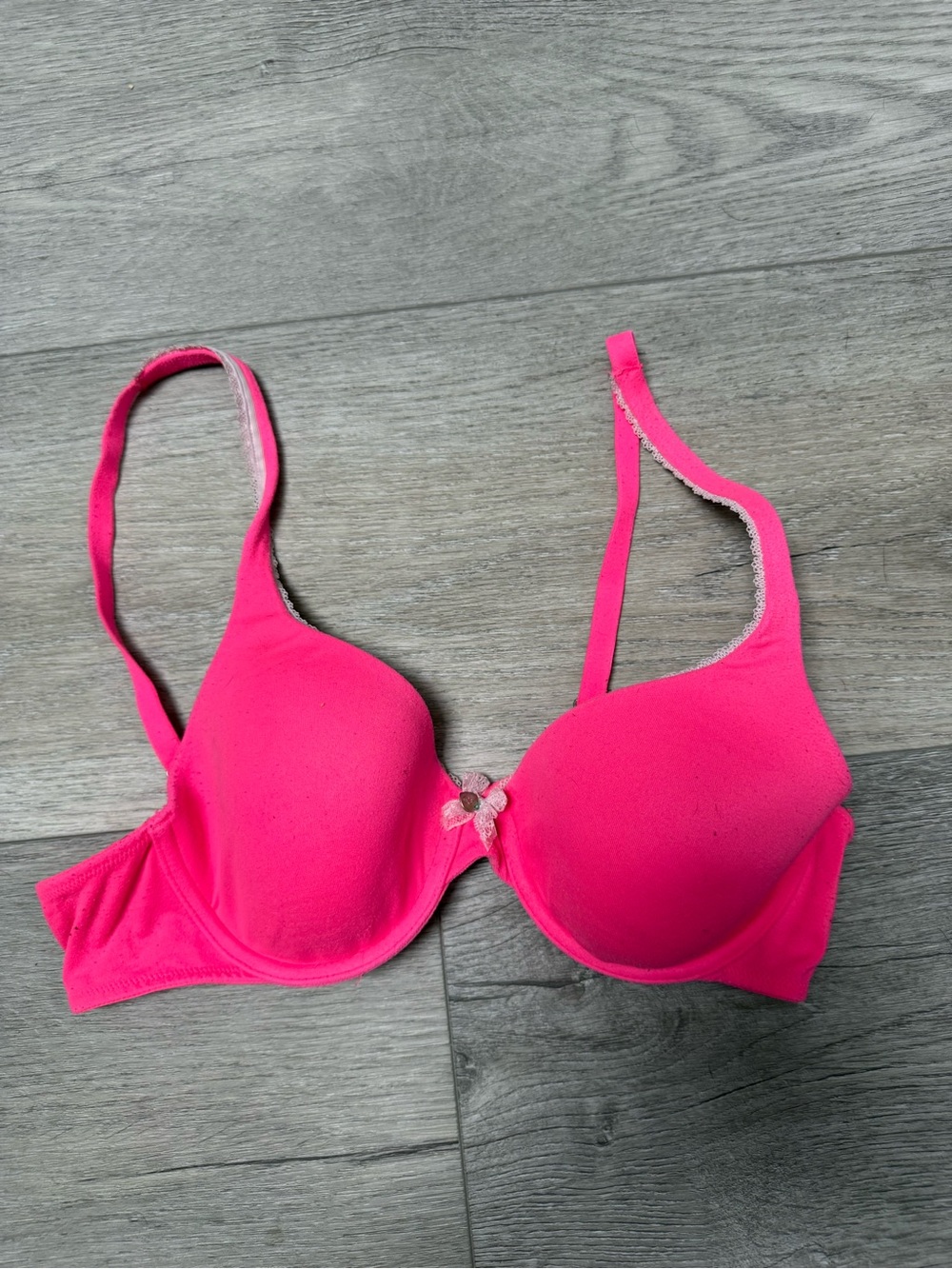 Victoria's Secret Hot Pink Padded Underwire Bra with Bow